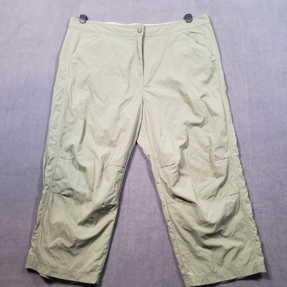 L.L. Bean Hiking Pants Womens 20‎ Green Ripstop Nylon Lightweight Outdoor